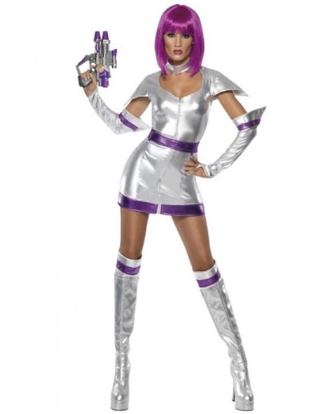 Womens Space Cadet Sexy Costume You will look absolutely out of this world in our Sexy Women's Space Cadet costume. It features a very short silver dress with pur Astronaut Fancy Dress, Alien Fancy Dress, Space Girl Costume, Sci Fi Outfit, Space Costume, Futuristic Costume, Sci Fi Costume, Space Costumes, Alien Halloween