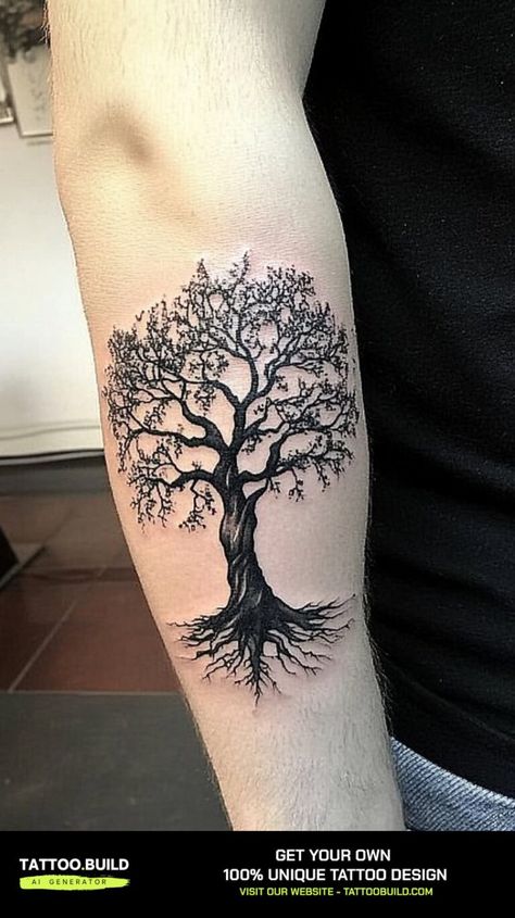 38+ Awesome Tree of Life Tattoo Ideas (Stunning Designs!) Tree Of Life Calf Tattoo, Tree Of Life Tattoo Forearm, Tree Of Life Sleeve Tattoo, Shoulder Tree Tattoo, Spooky Tree Tattoo, Tree Of Life Tattoo Men, Tree Of Life Tattoo Ideas, Live Oak Tree Tattoo, Tree Tatto