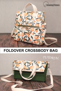 Canvas Crossbody Bag Pattern, Diy Foldover Bag, Handbag Tutorial Sewing, Sewingtimes Tutorials, Sew Crossbody Bag, Quilted Bags And Totes Patterns, Diy Handbag Patterns, Sew Handbag, Diy Purse Patterns