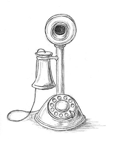 Check out the sketches on this blog...really cool. Telephone Drawing Sketch, Old Telephone Drawing, Old Phone Drawing, Telephone Drawing, Easy Valentine Cards, Pencil Sketches Easy, Antique Phone, Simple Sketches, Alexander Graham Bell