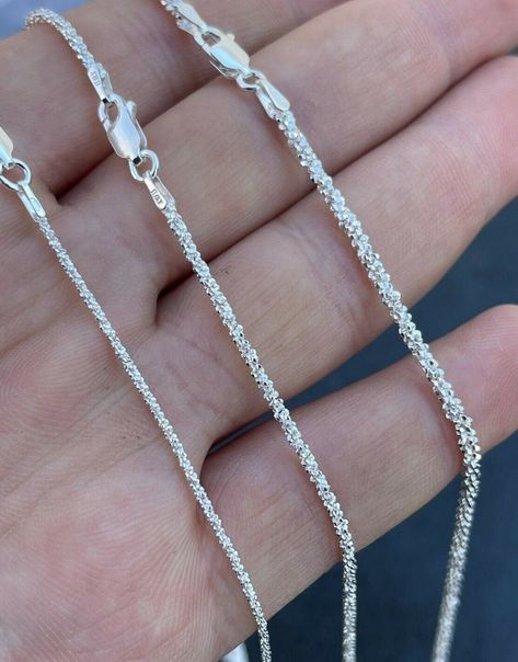 Engagement Jewellery, Gold Jewels Design, Silver Chain For Men, Gold Gifts, Silver Sparkle, Jewelry Lookbook, Rope Necklace, Jewelry Design Necklace, 925 Sterling Silver Chain