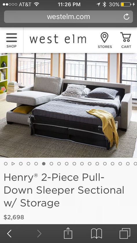 West elm Henry 2-piece pull-out sleeper sofa with storage chaise. This is perfection. Super comfortable too (and no- I don’t work there) Kids Rec Room, Big Sofa Bed, Pull Out Sectional, Nyc Mansion, Christmas Guest Room, Bedroom Office Combo, Guest Room Office Combo, Guest Bedroom Office, Office Furniture Layout