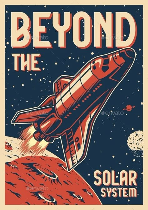 Space Poster Design, Retro Space Posters, Vintage Space Poster, Space Travel Posters, Solar System Poster, Poster Vintage Retro, Space Illustration, Vintage Poster Design, Space Wall Art