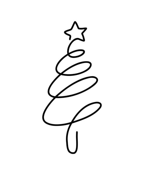 Christmas vector pine fir tree one line art with star. Continuous one line drawing. illustration minimalistic design for xmas and New Year type concept Tree Line Drawing, Xmas Cards Design, New Year's Drawings, Line Drawing Illustration, Star Vector, Christmas Tree Drawing, Drawing Stars, New Years Tree, Wire Ornaments