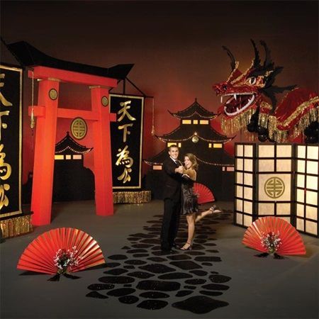 Found on Bing from www.pinterest.com Pagoda Silhouette, Chinese Theme Parties, Asian Pagoda, Large Party Props, Asian Party Themes, Small Pagoda, Japan Party, Prom Decorations, Chinese Party