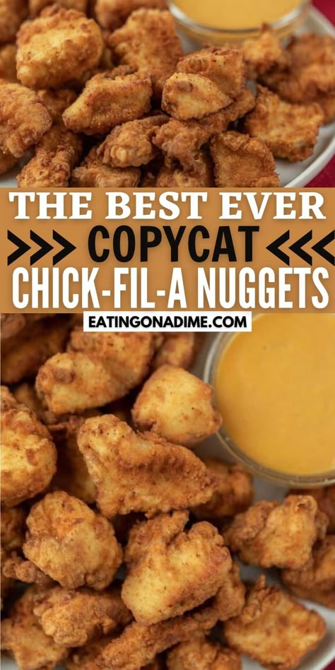 Copycat Chicken Nuggets, Chik Fil A Chicken, Copycat Chick Fil A Nuggets, Chick Fil A Chicken Nuggets, Nugget Recipes, Chick Fil A Recipe, Chicken Nuggets Recipe, Chick Fil A Nuggets, Fried Chicken Nuggets