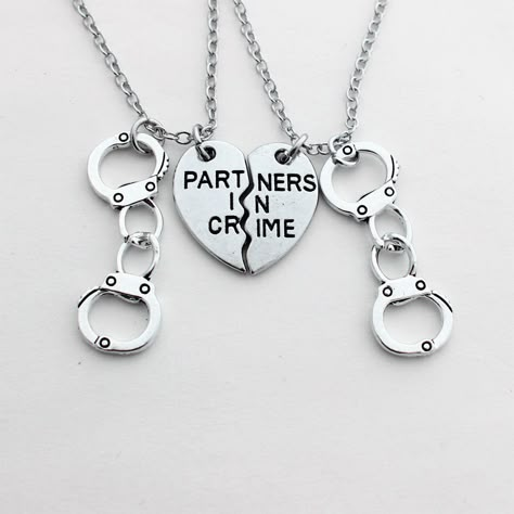 "Partners in crime set of two Necklace,If you choose the quantity \"1\",You will get 2 Necklace Material:Alloy heart charm : 20mm(2*10mm)/0.787inch; Compass charm : 25mm/0.98inch; No Matter Where charm : 20mm/0.787inch (1\"=2.54cm=25.4mm,1cm = 0.39 inch). Necklace Length: 18\" + 1\" extension chain (Can be adjusted on request). (1\"=2.54cm=25.4mm,1cm = 0.39 inch). We can adjust the length of your requirements just leave me a message at checkout Color: As show Packing: Beautiful Pouch This neckla Bestie Jewelry, Sisters Necklace, Bff Jewelry, Bff Bracelets, Best Friend Necklace, Best Friend Bracelets, Bff Gift, Friend Jewelry, Bff Necklaces