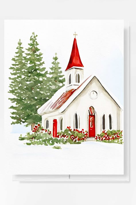 Christmas Cards Painted Acrylic, Watercolor Wedding Gift, Christmas Village Watercolor, Watercolor Candy Cane, Watercolor Nativity Christmas Cards, Easy Christmas Watercolor Paintings, Christmas Painting Watercolor, Christmas Water Coloring Ideas, Simple Watercolour Christmas Cards