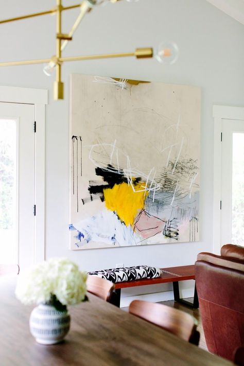 Large Painting Bedroom, Large Painting Living Room, Large Scale Abstract Art, Diy Large Painting, Painting In Dining Room, Big Art Pieces Living Room, Big Art Pieces, Large Contemporary Wall Art, Interior Design Artwork