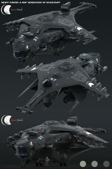 Space Fighter, Space Ships Concept, Space Ship Concept Art, Starship Concept, Drones Concept, Starship Design, Sci Fi Ships, Spaceship Art, Spaceship Concept