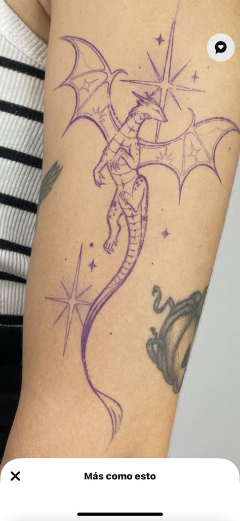 Sun Dragon Tattoo, Arm Dragon Tattoo, Purple Dragon Tattoo, Dragon Moon Tattoo For Women, Dragon With Stars Tattoo, Dragon Moon Tattoo Design, Dragon Moon Tattoo, Sun Moon Dragon Tattoo, Celestial Dragon Tattoo