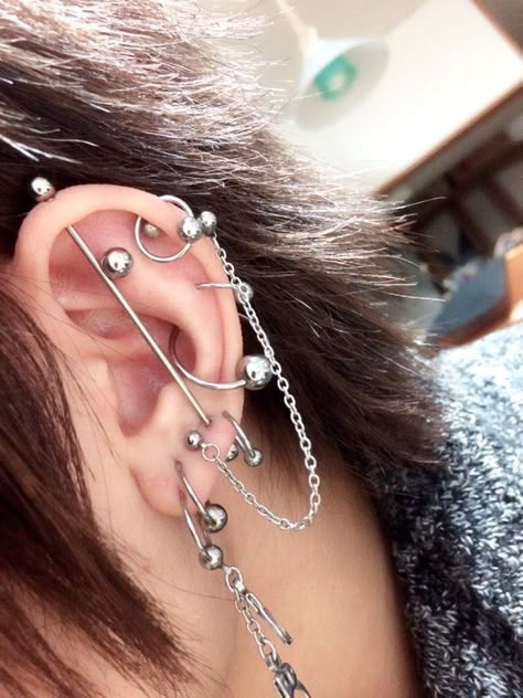 Visual kei piercings Cool Ear Piercings, Pretty Ear Piercings, Grunge Jewelry, Stud Earrings Unique, Cute Ear Piercings, Cool Piercings, Piercing Inspo, Cute Piercings, Piercings And Tattoos