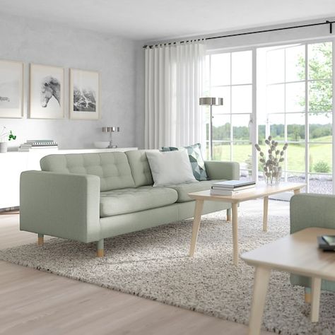 Turns heads whether it's on or off - IKEA Light Green Couch, Morabo Sofa, Study Makeover, Green Couch Living Room, Green Sofa Living, Green Sofa Living Room, Chateaux Interiors, Green Couch, Ikea Sofa