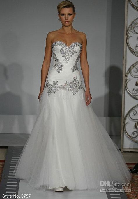 Wholesale Cheap Bling Bling Mermaid Tulle Wedding Dress Sweetheart Beaded Crystal Floor-Length 0757, Free shipping, $190.4-224.0/Piece | DHgate Wedding Dress Sweetheart, Pnina Tornai Wedding Dress, Cheap Bridal Dresses, Sweetheart Bridal Gown, Strapless Wedding Dress Mermaid, Chapel Train Wedding Dress, Beautiful Bridal Dresses, Bling Wedding Dress, Wedding Dress Organza