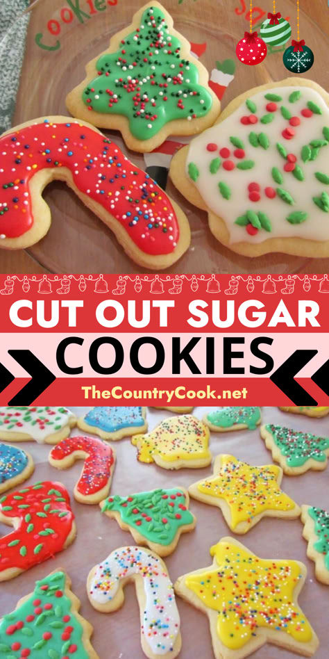 This Christmas Cut-Out Sugar Cookies recipe is foolproof! They hold their shape after baking and they also taste amazing! Top with icing! Christmas Cookies With Icing Recipe, Christmas Sugar Cookies With Almond Extract, Recipe For Cut Out Sugar Cookies, Sugar Cookies To Cut Out, Sugar Cookie Shape Recipe, Easy Cut Out Cookies Recipe, Christmas Cutout Sugar Cookies, Sugar Cookie To Decorate Recipe, Sugar Cookie That Holds Its Shape