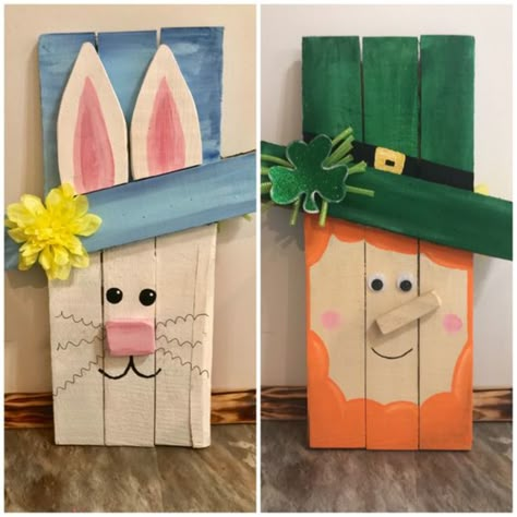 Easter Wood Projects, Divisibility Rules, Easter Porch Decor, Easter Porch, Spring Wood Crafts, St Patricks Crafts, Easter Wood Crafts, Easter Bunny Crafts, Spring Easter Crafts