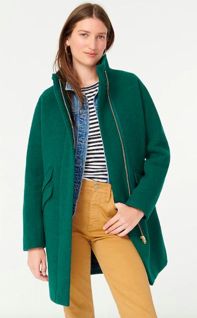 School Stadium, Jcrew Wool Coat, J Crew Cocoon Coat, J Crew Jacket, Stadium Blankets, Petite Style, Cocoon Coat, Fall Capsule Wardrobe, Standing Collar