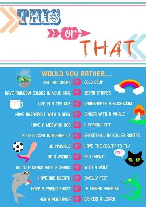 Would You Rather Questions For Kids - Enchanted Little World Virtual Sleepover, Sleepover Plans, Teen Sleepover Ideas, Sleepover Fun, Sleepover Party Games, Sleep Over Ideas, Fun Sleepover Games, Sleepover Stuff, Teen Sleepover