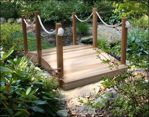 Bridges Cedar Garden Bridge, Garden Bridge Design, Backyard Bridges, Garden Design Layout Landscaping, Pine Garden, Garden Bed Layout, Rope Bridge, Backyard Ideas For Small Yards, Garden Design Layout