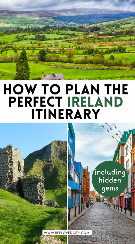 Planning an Irish vacation? This Ireland road trip itinerary covers all the must-see places, from charming villages to stunning landscapes. Whether you're on a honeymoon, backpacking adventure, or summer getaway, discover top things to do, cultural experiences, and the best hotels. With tips on Ireland's weather and travel advice, you'll be ready for an unforgettable trip across the Emerald Isle! 🌄✨ #IrelandTravel #RoadTripIreland #BestOfIreland Scotland And Ireland Itinerary, Trips To Ireland, Places To Visit Ireland, Ireland And Scotland Itinerary, One Week In Ireland, Trip To Ireland Planning, Trips To Ireland Planning, Planning A Trip To Ireland, Ireland Itinerary 4 Days