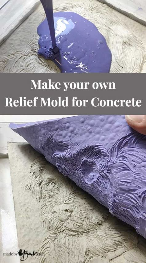 Make you own Relief Mold for Concrete - Made By Barb - simple & quick How To Make A Mold For Concrete, Concrete Sculpting, Concrete Flowers, Mold For Concrete, Concrete Molds Diy, Clay Works, Concrete Ideas, Cement Diy, Concrete Diy Projects