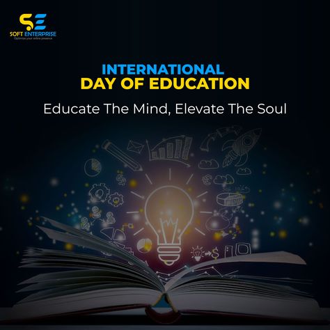 Happy International Day of Education! 📚 Let's celebrate the power of education to change lives. 🎓💙 #EducationForAll #EducationMatters #GlobalEd #LearnForChange #EducationDay2024 #SoftEnterprise Literacy Day Creative Ads, International Day Of Education, National Education Day, Power Of Education, International Literacy Day, Education Day, Literacy Day, Education For All, International Day