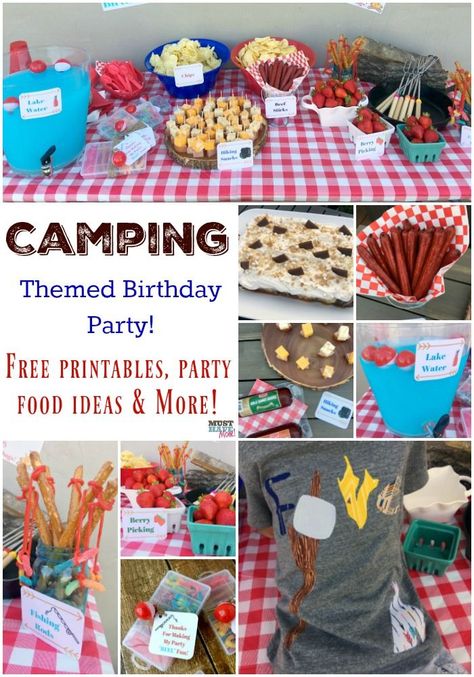 Camping Party Food, Camping Bday Party, Camping Party Theme, Camping Party Foods, Camping Themed Birthday Party, Camping Party Ideas, Camping Theme Birthday Party, Theme Snack, Camp Birthday