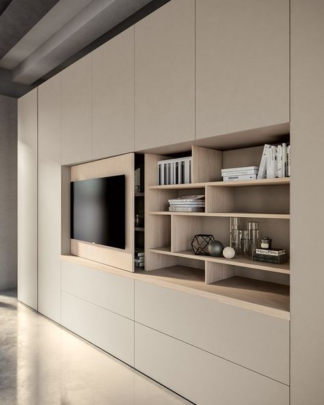 Wardrobe with TV cabinet Wardrobe with built-in TV by TUMIDEI_2 Built In Tv Units In Living Room Modern, Built In Wardrobe With Tv, Closet Con Tv, Built In Tv Cabinet, Wardrobe Tv, Bedroom Tv Wall, Tv Wall Cabinets, Bedroom Built In Wardrobe, Tv Built In