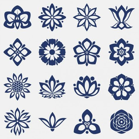 Ornament Pattern Design, Ornamental Flower Design, Natural Symbol, Floral Symbol, Flora Vector, Nature Pattern Design, Flor Vector, Flower Symbols, Flower Design Pattern