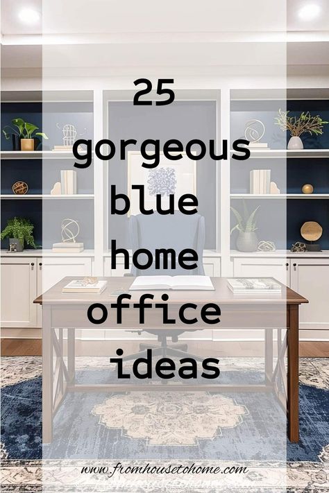 25 gorgeous blue home office ideas Home Office With Blue Walls, Blue Couch Office Ideas, Small Blue Office Ideas, Home Office Ideas Navy Blue, Blue And Yellow Office Ideas, Blue White Office Design, Dusty Blue Home Office, Pink And Navy Office Ideas, Blue Gray Home Office