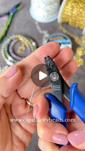 Capital City Beads on Instagram: "How to use crimp beads to secure beading wire! Free tutorial on YouTube + All of our crimping supplies and firepolished beads are on SALE!!   30%-75% OFF Findings 35% OFF Firepolish Glass (No code needed, All Sales Final, Storewide Savings!)  Basic bead stringing is a great place to start your jewelry making journey! In our free tutorial you will learn how to measure and plan a necklace or bracelet and crimp using a 2 step crimping plier! I show you how to take your jewelry to the next level with wire protectors and crimp covers! These two things are not totally necessary but definitely add extra security and make your piece look clean and professional.   MATERIALS LIST  • Fine Soft Flex  • Lobster Clasps • Crimp Beads  • Crimp Covers • Wire Protectors  • How To Crimp Jewelry, How To Use Crimp Beads Tutorials, How To Close A Necklace, Jewelry Making Basics, Crimp Beads How To Use, How To Use Crimp Beads, Making Necklaces With Beads, Diy Seed Bead Necklace, Beaded Jewelry Tutorials Step By Step