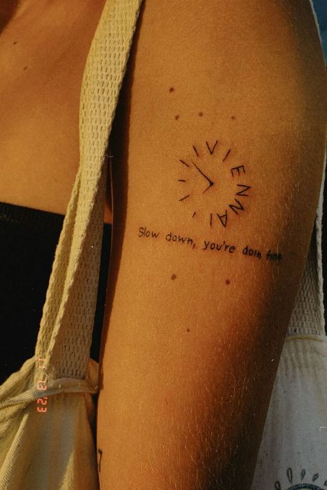 Hidden Tattoo Meanings, Drops Of Jupiter Tattoo Train, Women Tattoos Fine Line, Don’t Be A Stranger Tattoo, This Town Tattoo Niall Horan, Timeline Patchwork Tattoos, Vienna Clock Tattoo, Tattoo Ideas Poetry, Soul Tattoos For Women