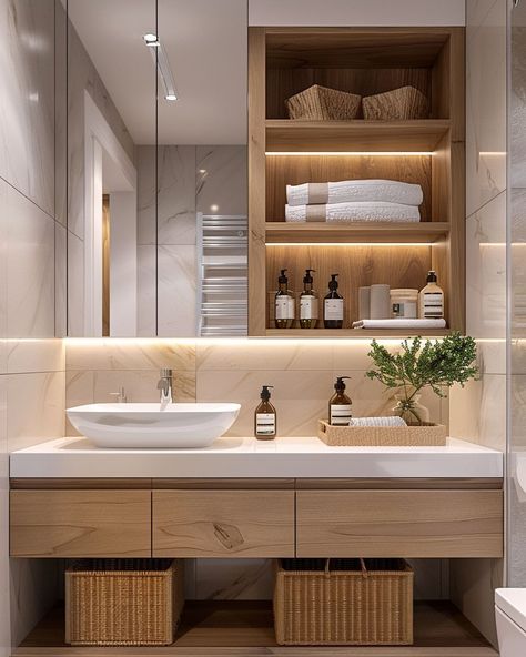 Elegant Bathroom Vanity, Bathroom Interior Design Luxury, Bathroom Aesthetics, Modern Bathroom Ideas, Bad Inspiration, Bathroom Redesign, Wooden Bathroom, Bathroom Inspiration Decor, Bathroom Design Luxury