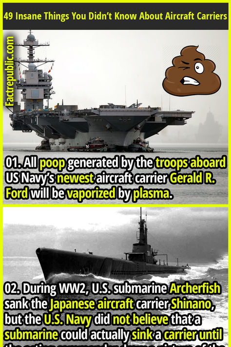 01. All poop generated by the troops aboard US Navy’s newest aircraft carrier Gerald R. Ford will be vaporized by plasma. #usa #america #unitedstates #navy #army #military British Aircraft Carrier, Navy Carriers, Titanic History, Navy Aircraft Carrier, New Aircraft, Navy Aircraft, Aircraft Carrier, Navy Ships, Us Navy