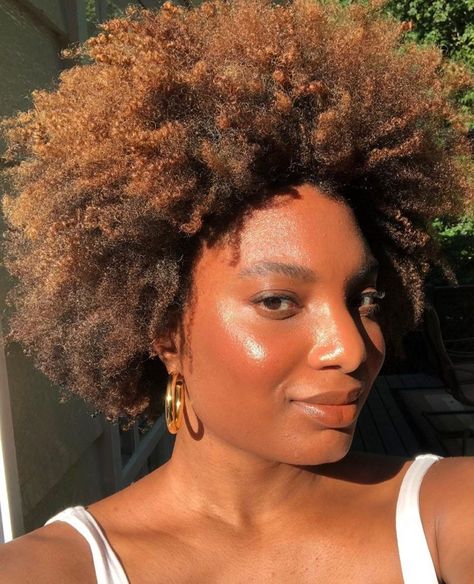 Afro Hair Dye, Glossier Products, Natural Hair Highlights, Dry Natural Hair, Natural Hair Short Cuts, Brown Hair Dye, Afro Textured Hair, Dyed Natural Hair, 4c Natural Hair