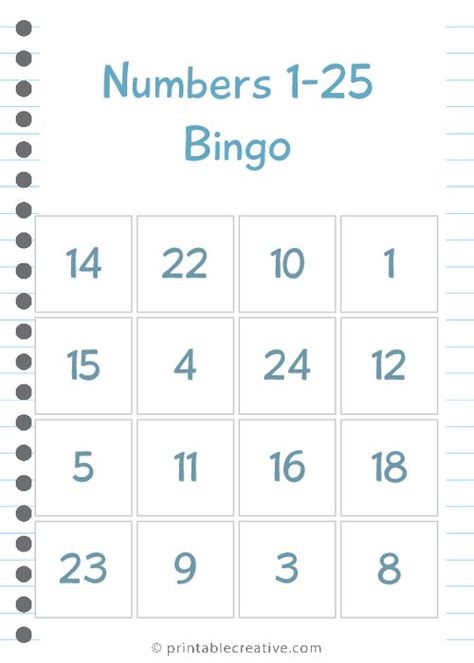 Numbers 1-25 Bingo - Free Printable Bingo Cards and Games Number Bingo, Camping Bingo, Bingo Books, Bingo Card Generator, Alphabet Bingo, Sight Word Bingo, Road Trip Bingo, Printable Bingo Cards, Free Printable Bingo Cards