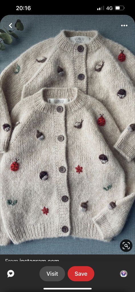 Embroidery On Knitwear, Knit Sweater Embroidery, Embroidery Designs Sweater, Knitting Baby Clothes, Knit Baby Sweater, Knit Baby Clothes, Knitting Kids, Baby Booties Knitting Pattern, Crochet Doll Tutorial