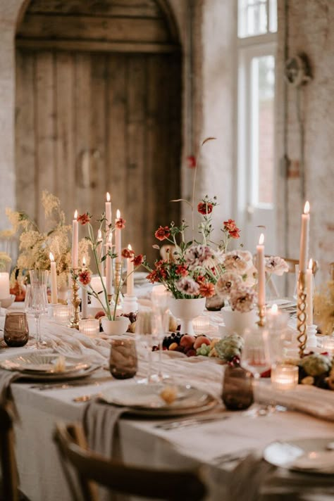 Iscoyd Park Wedding Editorial - Luana + Marcus  - Laura Williams Weddings Whimsical Fall Wedding Flowers, Warm Wedding Decor, Restaurant Wedding Ideas, Vintage Autumn Wedding, Intimate Wedding Aesthetic, Eclectic Vintage Wedding, Autumn Wedding Aesthetic, Late October Wedding, Fall Wedding Colours