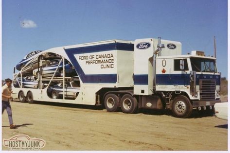 Old Time Race Car Hauling - Page 55 - Lateral-g Forums Big Ford Trucks, Car Transporter, Old American Cars, Car Hauler, Model Truck Kits, Best Car Insurance, Built Ford Tough, Car Carrier, Ford Tractors