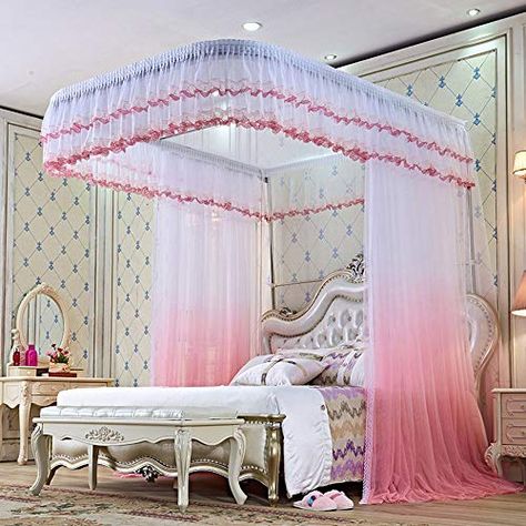 Giant Romantic Gradient Shade Mosquito Internet Curtain Princess Mattress Cover Lace Sq. Tent Bedding, King Double Encrypted Princess Lace Mosquito Internet,Pink,79in87in, https://www.countrycurtains.net/large-romantic-gradient-color-mosquito-net-curtain-princess-bed-canopy-lace-square-tent-bedding-king-double-encrypted-princess-lace-mosquito-netpink79in87in/,  , Worth: (as of - Particulars) ★ ... Bedroom Mosquito Net Ideas, Mosquito Bed Net, Mosquito Net Bed Bedroom Designs, Mosquito Nets For Beds, Bed Nets Ideas, Bed With Net, Mosquito Net Design, High Quality Bedroom Furniture, Mosquito Net Bed