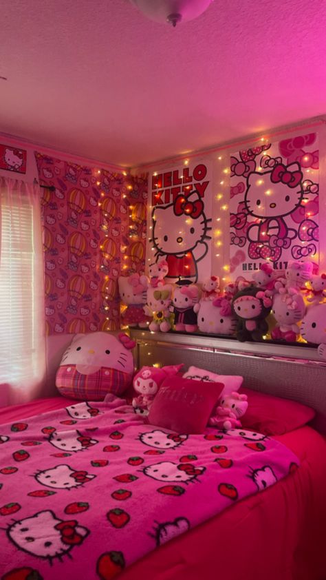 🎀🎀 Hello Kitty Room, Kitty Room, Hello Kitty Room Decor, Hello Kitty Bedroom, Girly Room Decor, Images Hello Kitty, Dream Bedroom Inspiration, Girly Apartment Decor, Hello Kitty Rooms