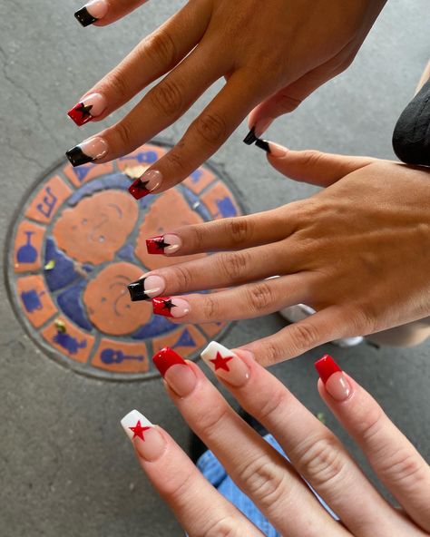 Olivia Rodrigo Concert Nails, Olivia Rodrigo Nails Ideas Guts, Matching Nails With Bff, Olivia Rodrigo Nails, Concert Nails, Star Nails, Red Nails, Nail Inspo, Cute Nails