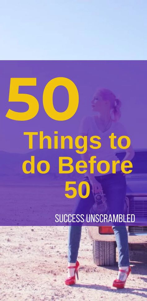 Woohoo!! I cannot believe that I will be 50 in a few short years. The time flew so fast and now I am facing this with so many things that I have not done. I found this amazing resource that outlines the top 50 things to do before age 50 which is brilliant. #50before50 #50thbirthday #50thingstodo #bucketlist #bucketlistideasforwomen Things To Do Before 50 Bucket Lists, 50 Bucket List Ideas, 50 By 50 Bucket List, 50 Things To Do Before 50 Bucket Lists, 60 Before 60 Bucket List, 60 Things To Do Before You Turn 60, 50 Before 50 Bucket Lists, 50 Things To Do Before 50, 50 Things For 50th Birthday