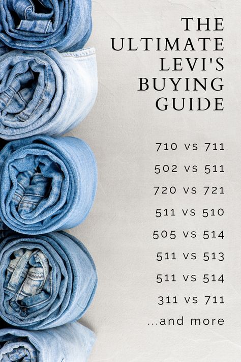 Confused about the difference between the Levi's Wedgie and Levi's 501? Levi's 710 and Levi's 711? Levi's 502 vs 511?   The research team at Fit First has measured every jean to create the ultimate comparison guide.  Find your favorite jeans by reading our article!  #levis #levis501 #levisjeans #levis720 #jeans #denimjeans #data #analytics Popular Levi Jeans, Womens 501 Levis Outfit, Levi’s 505 Women Outfit, Styling Levis 501 Jeans, Levi’s 505 Women, Levi’s 312 Outfit, Levis 502 Men Outfits, Levi’s Wedgie Jeans, Levis 505 Woman Outfit