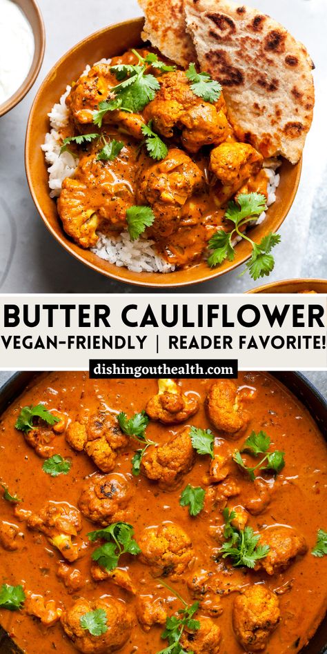 Butter Cauliflower, Cauliflower Vegan, Cauliflower Dishes, Cauliflower Recipe, Tasty Vegetarian Recipes, Vegetarian Dinners, Cauliflower Recipes, Vegetarian Recipes Dinner, Veg Recipes