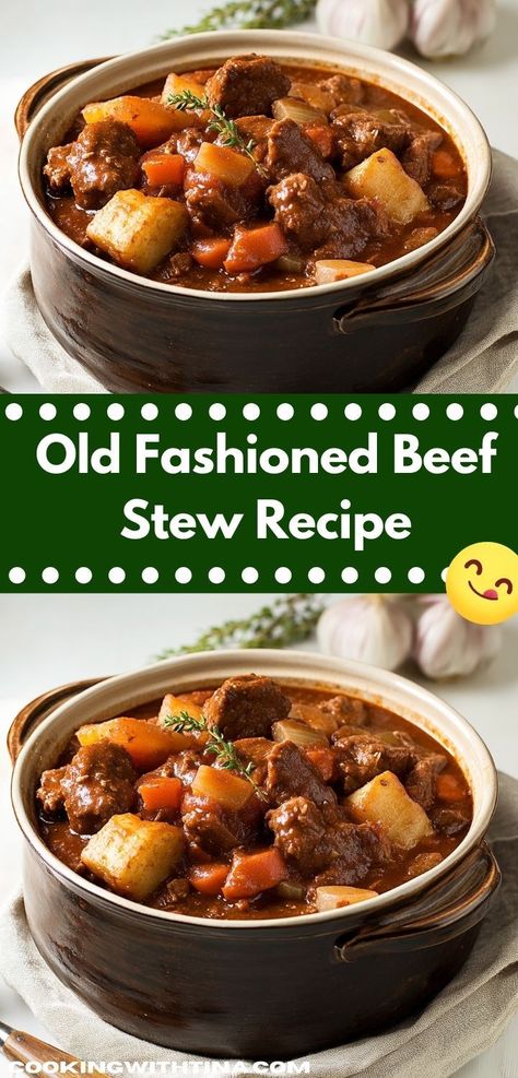 Looking for a hearty meal? This Old Fashioned Beef Stew Recipe delivers rich, comforting flavors that warm your soul. It's an easy dinner idea that the whole family will love, perfect for cozy nights in. Dinty Moore Beef Stew, Best Stew Recipe, Best Beef Stew Recipe, Old Fashioned Beef Stew, Beef Stew Stove Top, Beef Stew Meat Recipes, Easy Beef Stew Recipe, Beef Vegetable Stew, Beef Potatoes