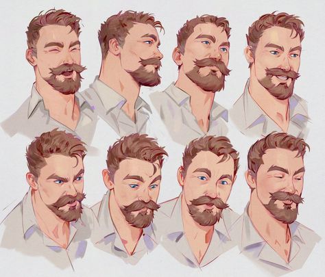 Beard Drawing, Male Drawing, Lighting Reference, Draw Your Oc, Animation Ideas, 얼굴 드로잉, Images Kawaii, 다크 판타지, Drawing Expressions