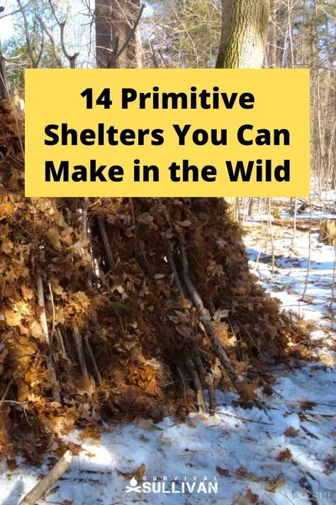 Knowing how to make a proper primitive shelter in the wild can keep you alive and a lot more comfortable in a survival situation. #shelter #primitive #survival #bushcraft #wildernesssurvival Survival Camp Shelter, Bushcraft Shelter Camps, Survival Shelters Bushcraft, Primitive Survival Shelters, How To Build A Shelter In The Woods, Off Grid Survival Projects, How To Survive In The Woods, Silo Outdoor Area, Bush Craft Shelter