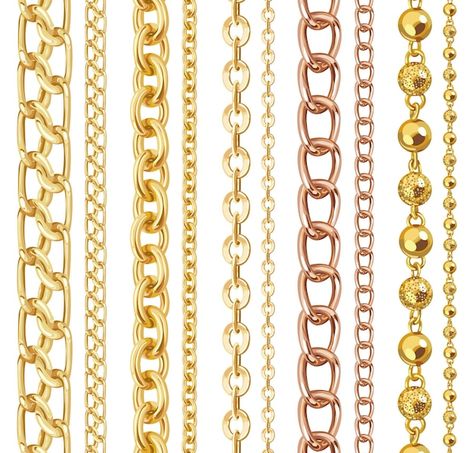 Vector set of realistic vector golden sh... | Premium Vector #Freepik #vector #chain-pattern #chain-necklace #gold-chain #chain Jewelry Drawings, Gold Neck Chain, 3d Necklace, Braided Waves, Jewel Drawing, Bvlgari Jewelry, Jewelry Drawing, Jewellery Sketches, Metal Necklace