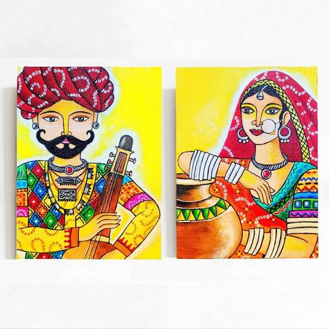 Buy Rajasthani Canvas Painting Rajasthan Wall Decor Gujarati online on Etsy India. Shop for handmade, vintage and unique Acrylic Paintings items from ArtGalloreIndia online on Etsy Rajasthani Canvas Painting, Rajasthani Drawing, Indian Canvas Painting, Canvas Painting Indian, Rajasthani Painting, Rajasthani Art, Indian Art Gallery, Canvas Paint, Indian Painting